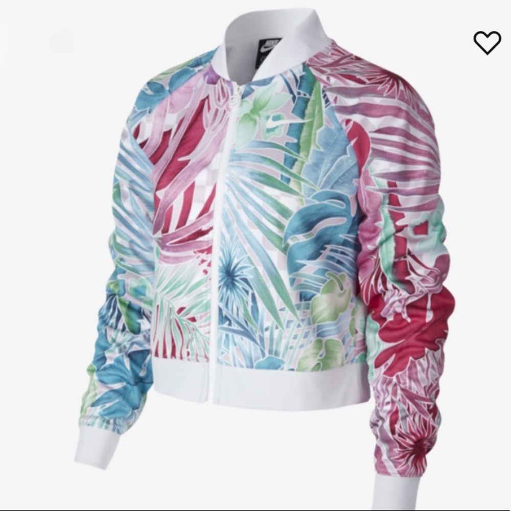 Floral Nike zip up crew neck